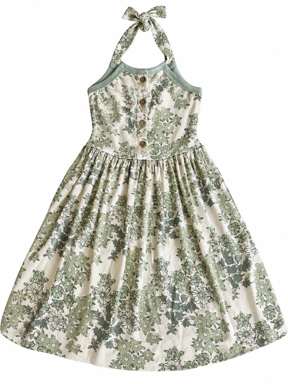 kate quinn Cream and Green Floral Halter Dress